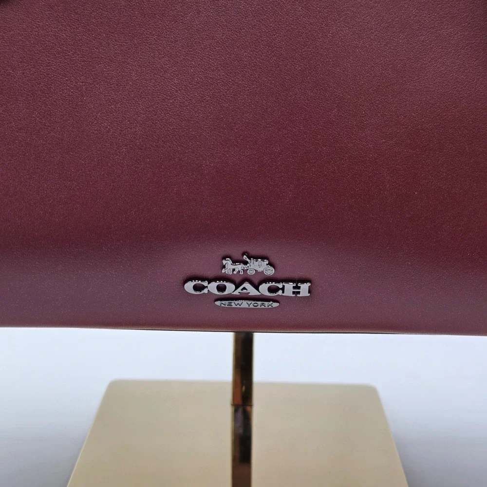 Coach x Selena Gomez Leather Bond Bag Crystal Embellished 39289 Burgundy Wine